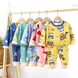 Babyjongens pamas winter warme kinderkleding slaapkleding tiener pama katoen pyjama sets voor kinderen 2 4 5 6 8 10 jaar l2405
