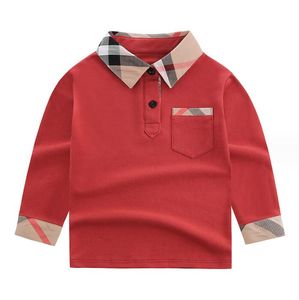 Baby Jongens Geruit T-shirt Lente Herfst Kinderen Shirt Met Lange Mouwen Turn-Down Kraag Kinderen Poloshirts