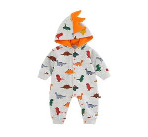 Baby jongens rompertjes kinderen lange mouwen cartoon dinosaurus jumpsuits Capuchon baby meisjes 100 katoenen romper jongen kleding B025606888