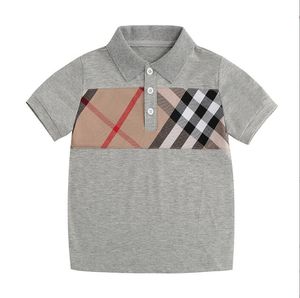 Baby Boys Summer Plaid T-shirts Kinderen Kort Mouw T-shirt Katoen Kinderen Turn Down Collar Shirt Child Breathable Tops T-stukken