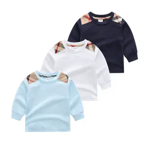 Bébé Garçons T-shirts Mode Enfants T-shirt À Carreaux À Manches Longues Childern 100% Coton Chemise Décontractée Enfant Pull Fille Sweat Printemps Été