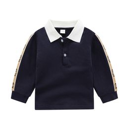 Bébé Garçons Col Rabattu T-shirts Automne Enfants T-shirt À Manches Longues Gentleman Style Enfants Coton Casual Tops T-shirts Garçon Chemises Enfant Vêtements