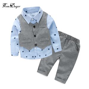 baby jongens bruiloft kleding kinderen formele pak jongen shirt + vest + broek outfits baby kleding set kinderkleding set 210226