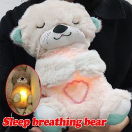 Ours respirant pour bébé, loutre apaisante, jouet en peluche, musique pour enfants, compagnon de sommeil, son et lumière, cadeau 240314