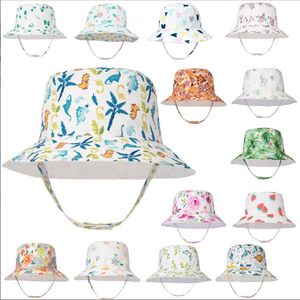 Bébé Seau Cap Double Face Réversible Fisher Chapeaux Enfants Dessin Animé Haut Rond Large Bord Pêcheur Chapeau Garçons Filles D'été Plage Caps Enfants Mode Accessoires LSK422