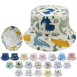 Bébé Seau Cap Enfants Été Dessin Animé Anime Large Bord Pêcheur Chapeaux Garçon Dinosaure Plage Caps Fille Respirant Crème Solaire Chapeau Réglable Accessoires De Mode BC765