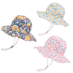 Bébé Seau Chapeaux D'été En Plein Air Pêcheur Chapeau Enfants Voyage Plage Dessin Animé Animal Imprimé Protection Solaire Caps Cordon Réglable Sunhat Sunbonnet Topee B8050