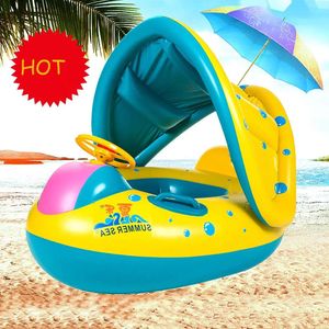 Baby Buoy Beach Accessories Pool Float Ring opblaasbare kinderen Trainer Infant Zwemmen Sunshade Swim Child Summer Circle Seat Rings 240422