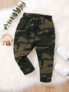 Pantalon de survêtement à taille élastique et imprimé camouflage pour bébé SHE