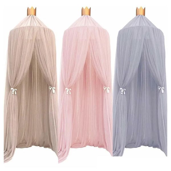 Baby Canopy Mosquito Net Bed Canopy rideau literie berceau netting filles roses princesse play tente pour enfants décoration de chambre d'enfants 240311