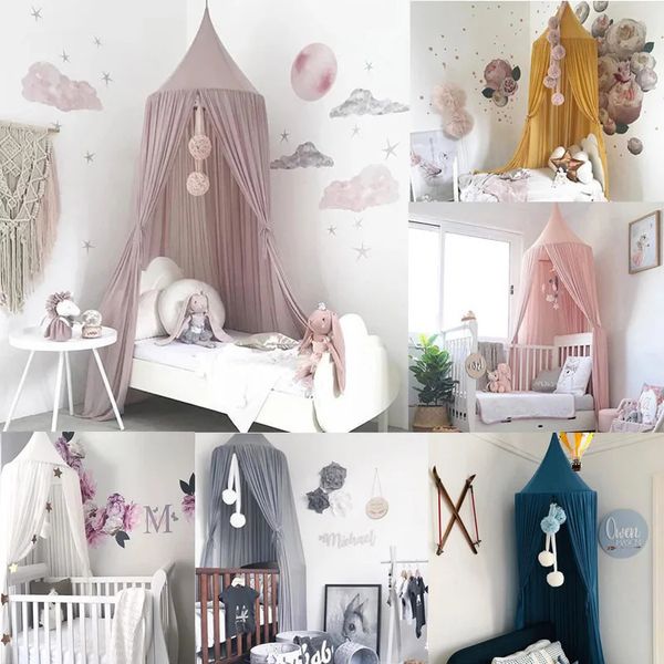 Baby Canopy Mosquito Net Bed Canopy rideau literie berceau de filet rose princesse Princesse Play For Kids Children Room Decoration240327