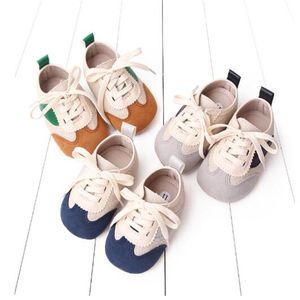 Chaussure en toile pour bébé, prewalkera pring, antidérapante, couleur contrastée, à nouer, pour l'intérieur et l'extérieur, pour tout-petits