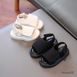 Baby canvas eenvoudige stijl solide zwarte beige designer sandalen voor meisjes jongens huidvriendlt doek schoenen kinderen g03024