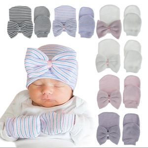 Baby Caps Hats Handschoenen Combo 8-kleuren baby winterboersies dubbel gebreide peuter hoed cap winter voor meisje