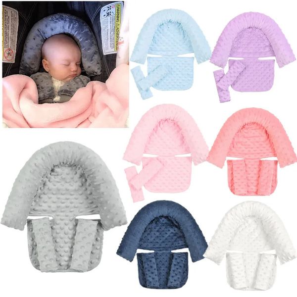 Oreiller de soutien de tête de sommeil doux de sécurité de voiture de bébé avec des couvertures de sangle de ceinture de sécurité assorties mangent l'appui-tête de Protection du cou 240313