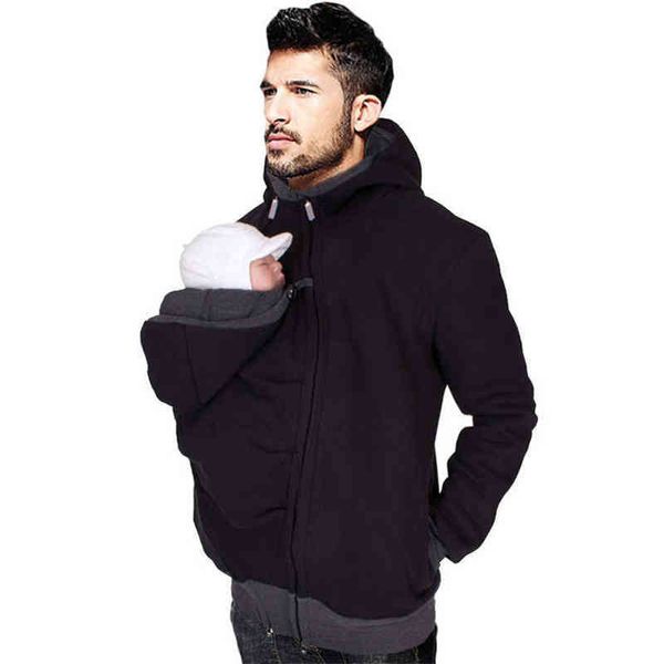 Portador de bebé sudaderas con capucha para padre canguro papá hombres sudadera con capucha ropa de invierno multifuncional hombres chaqueta abrigo sudaderas infantiles L220704