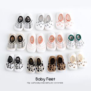 Baby cartoon anti-slip vloer sokken lente en herfst luipaard print kinderen rubberen zool schoenen baby peuter mode sok schoenen