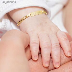 Bebé niño personalizado grabado nombre personalizado pulsera de acero inoxidable de alta calidad para recién nacido regalo ID Bar pulsera L230620