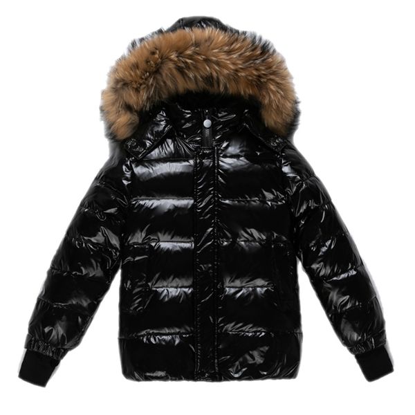 Veste en duvet pour enfants pour bébés garçons et filles hiver - collier en cuir de raton laveur naturel épais à 30 degrés 1-16 ans 210916