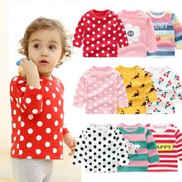 Baby Childrens Vêtements Coton Tshirt Longsleeved Version coréenne Tops mignons T-shirt Soft Casual Fottinging Shirt 220721