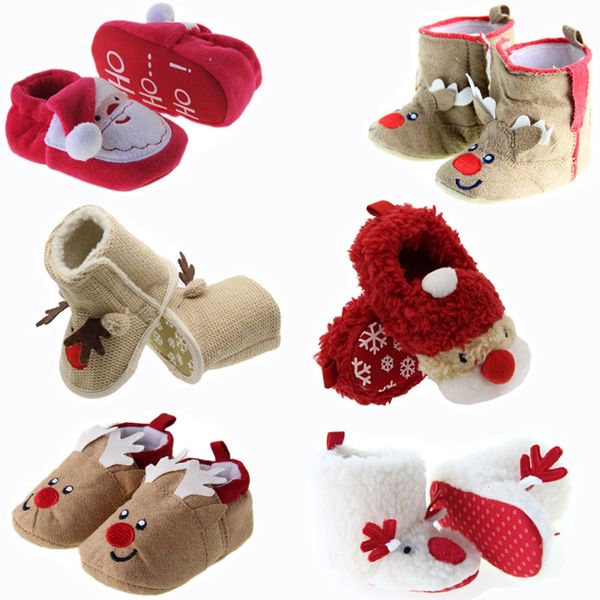 Bebé Navidad primeros caminantes niño zapatilla Santa Claus bota niños zapato alce zapatos infantiles calzado antideslizante