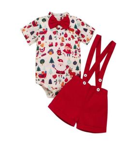 Baby Christmas Outfits Kerstmis baby babyjongen kleren 2 stks kleding set kerstman korte mouw romper algehele pasgeboren peuter kleding1907138584