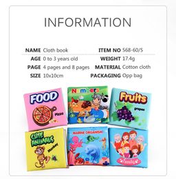 Baby Tissu Livre Intelligence Development Soft Learning Cognize Lire Livres Early Educational Toys Readings