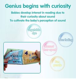 Babystoffen boek intelligentie Ontwikkeling Soft Learning Cognize Lezen Boeken vroege educatief speelgoed Lezingen Animal Doek Book