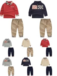 babykledingset bruine shirts en broeken designer kindermode kledingsets katoen materiaal babyjongenskleding 90-140 cm
