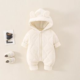 Vêtements pour bébés de 0 à 12 mois, combinaison à capuche épaisse, barboteuse à manches longues, fermeture éclair, manteau thermique pour enfants de 5 jours, 231225