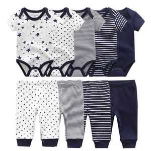 Vêtements pour bébés, body et pantalon pour nouveau-né garçon et fille, tenues en coton, barboteuse pour nourrissons, 220507