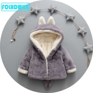 Ropa de bebé Dibujos animados 2018 Invierno Niñas lindas Chaquetas para niños Abrigos Chaqueta para niños pequeños Outwear Espesar con capucha Ropa para niños Nuevo H0910