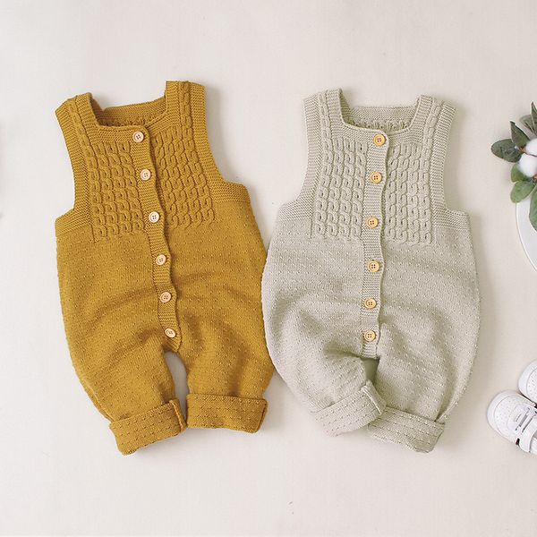 Vêtements de bébé coton sans manches bébé filles barboteuses infantile nouveau-né à volants tricoté laine barboteuse combinaison combishort pyjamas salopette enfants