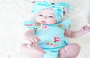 Vêtements de bébé usine nouveau-nés bébés filles vêtements fleur de combinaison de combinaison roberie roberie bandeau de bande de bodys1443558