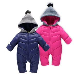 Babykleding voor meisjes winter verdikte Snowsuit Boys Overall 0-24M geboren peuter jumpsuits zuigeling romper jassen uitloper 211222