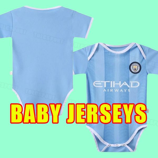 Ropa de bebé juego completo jerseys de fútbol de Haaland 23 24 de Bruyne Phillips Mans Mans Cities Grealish Sterling Mahrez S Foden 2023 2024 Camisa de fútbol Niños