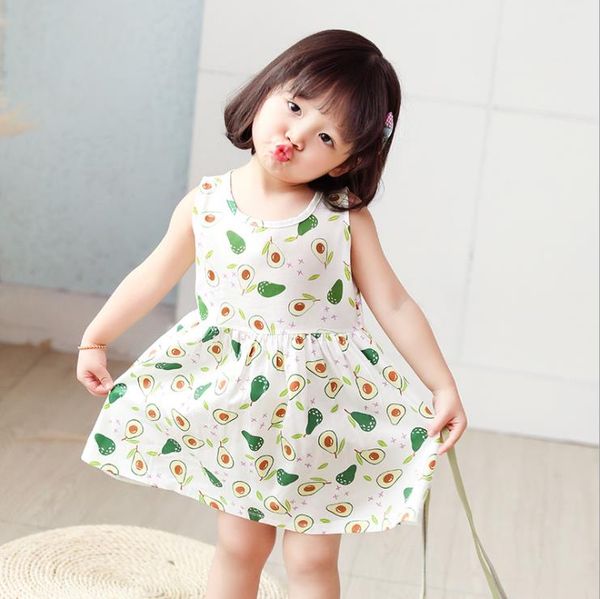 Ropa de bebé Vestido estampado de verano para niña Vestidos sin mangas de algodón Mini vestido de princesa Boutique Ropa para niños 21 diseños para elegir BT6503