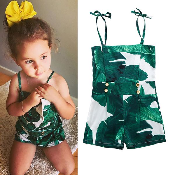 Vêtements de bébé Vêtements pour enfants Nouveau-né Bébé Barboteuses Combinaison 2018 Date Filles Vert feuille Jarretelles Barboteuse Tenues Combinaison Bébé Costumes
