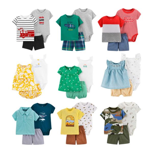 Vêtements pour bébés, body et pantalon pour nouveau-né garçon et fille, tenues en coton pour tout-petits, ensembles barboteuse pour nourrissons