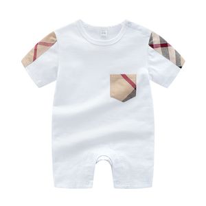 Ropa de bebé Plaid Bow Mober Modysuit Outfit de algodón recién nacido verano manga corta mameluco niños diseñador infantil