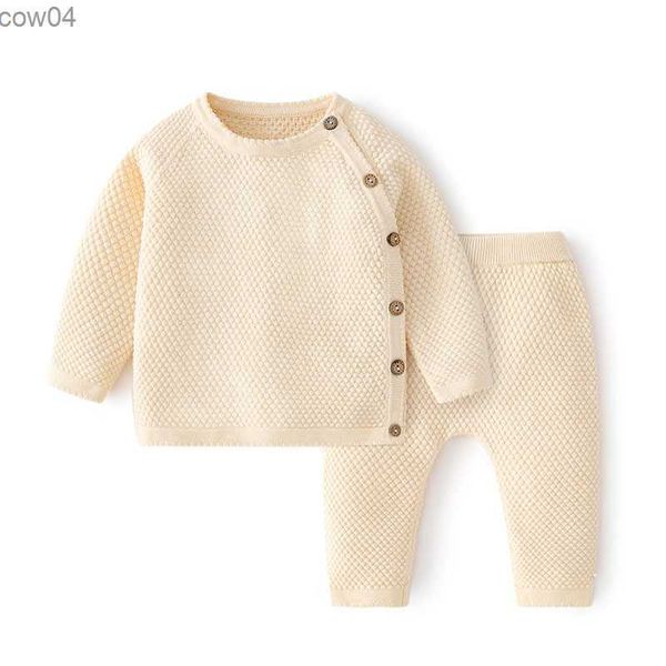 Conjuntos de ropa de bebé conjuntos de algodón primavera recién nacido niño niña ropa infantil Tops y pantalones suéter de punto conjuntos de pijamas de bebé L230625