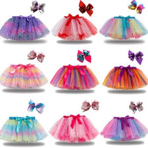 Bébé vêtements étoiles paillettes gaze jupes arc-en-ciel Tutu robe avec couvre-chef gratuit enfants filles fête danse Ballet Costume BT6490