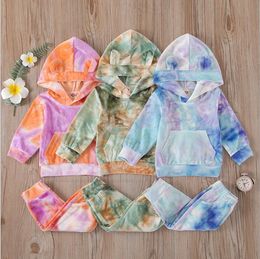 Babykleding Tie Dye Kledingsets T-shirt met lange mouwen Broeken Pakken Kinderen Hoodies Broeken Outfits Lente Baby Gril Kledingset LSK1233