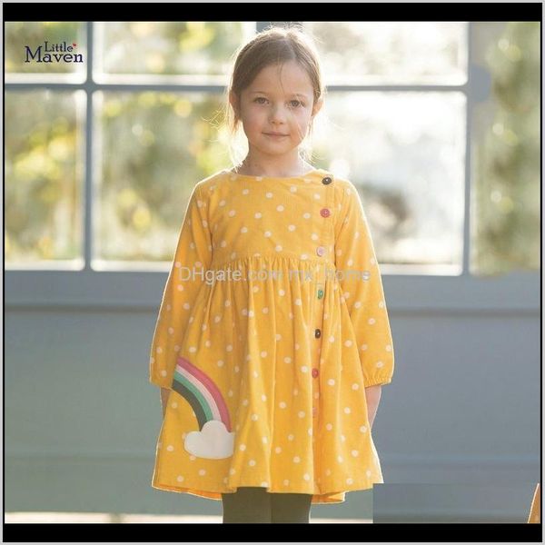 Bébé Vêtements Bébé Enfants Maternité Drop Delivery 2021 Maven Velours Côtelé Hiver Filles Arc-En-Ciel Avec Bouton Petit Enfant Princesse Robes Robe