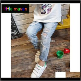 Babykleding Baby, Moederschap Drop Levering 2021 The Boysgirls Ripped voor Denim Broek Broek Kinderkleding Herfst Kinderen Jongens Jeans 201