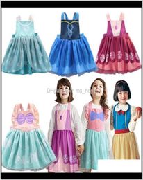 Vêtements pour bébés Bébé Maternité Drop Livraison 2021 Enfants Fille Dessin Animé Tablier Robe 5 Princesse Fantaisie Résistant À L'huile Arc Sangle Robes En Dentelle Ope3707163