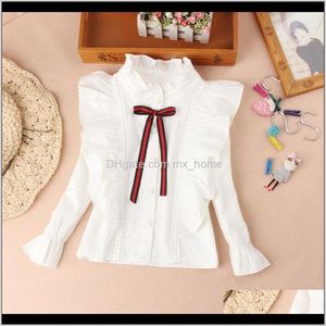 Babykleding baby moederschap drop levering 2021 collectie meisjes blouses herfst kinderkleding witte mandarijn kraag blouse terug naar school shirt