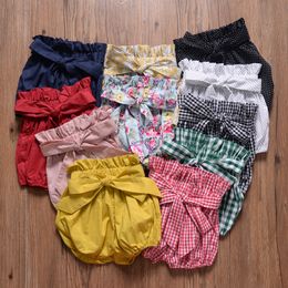 Babykleding bloemen plaid boog shorts peuter ruche pp broek kinderen lantaarn shorts zomer baby brood 5 kleuren C5892