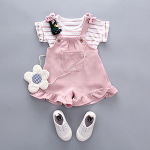 Conjuntos de ropa para bebés 2 piezas lindas chicas para niños pequeños pantalones cortos de camiseta de camiseta trajes de moda
