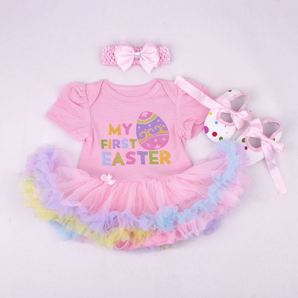 Bébé vêtements ensembles Costumes infantile fille 3 pièces tenues bandeau chaussures barboteuse robe lapin oeuf de pâques bébé barboteuse père noël